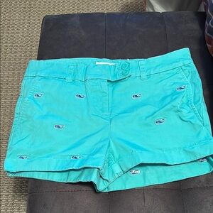 Vineyard Vines Teal Women's Shorts with Whale Embroidery